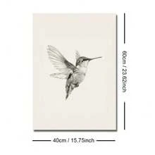 1pc Framed/Unframed Hummingbird Sketch Vintage Poster Canvas Print Neutral Minimalist Antique Bird Wall Art Cottagecore Retro Painting For For Dorm,Apartment,Living Room,Bedroom,Modern Home Decoration