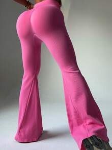 Peach Bloom Flared Leggings: 3D Booty Lift Tech & Leg-Lengthening Flare | Seamless Sculpting Yoga Pants For Sunset Yoga, Coffee Dates & Travel Adventures