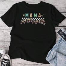 Mama Truck Mom Monster Truck Are My Jam Truck Lovers Women T-Shirt Soft Black 220gsm Pure Cotton Tee - S-XXL, Stylish Print, Perfect For Everyday Wear - màu đen - Xem 3