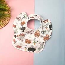 Babador infantil à prova d'água com estampa de leopardo franzida, moderno e divertido, adequado para brincadeiras e refeições desorganizadas, fácil de limpar e com design durável, ótimo para presente de Halloween, Natal e Ano Novo - Multicolorido - Ver 18