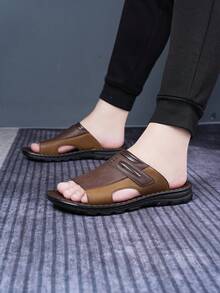 Men's Casual Slippers, New Spring/Summer Vintage Daily Outdoor Versatile Beach Sandals, Simple Fashion Lightweight Flip Flops - Brown - View 6