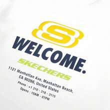 Skechers Paar Kurzarm T-Shirts, neue sommerliche atmungsaktive weiße Baumwoll Strick Sport Shirts