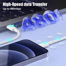 1/3/5pcs Apple Lightning Charging Cable, Fast Charging, 3.3FT/100cm Length, Compatible With IPhone 14 13 12 11 Pro Max Plus - White - View 6