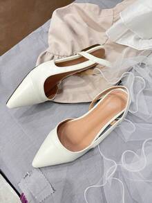 Minimalist White Flat Shoes For Teenagers, Elegant Patchwork Design, Suitable For All Seasons, Daily And Formal Wear - White - View 2