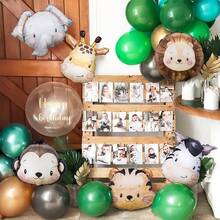 6 件可爱丛林动物独特哑光水彩铝箔气球狮子老虎长颈鹿气球主题 Wild One 生日派对装饰、Wild One 装饰、夏季派对装饰气球、性别揭示装饰、淋浴派对、圣诞节 - 彩色 - 查看 6