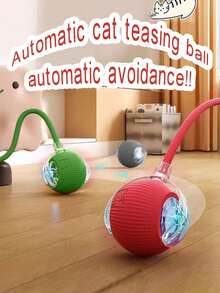 Bola de persecución inteligente con cuerda de unicolor para gatos, juguete interactivo para gatos, juguete de interior para gatos, juguete para gatos adultos, bola inteligente para mascotas