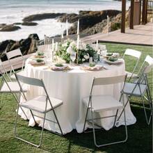 1 块圆形桌布，高品质桌布，可洗涤纶面料桌布，适合家庭、派对、婚礼或餐厅使用 - 白色 - 查看 8