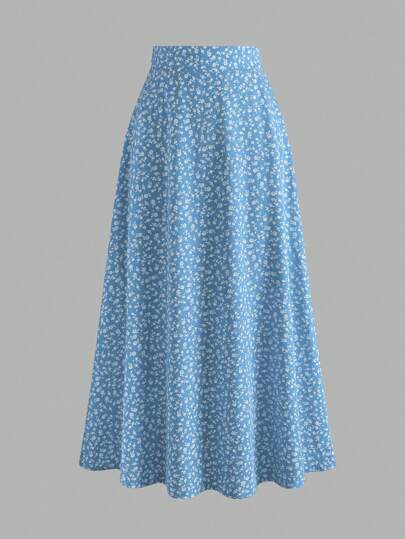 EARO Korean Retro Romantic Floral Chiffon Casual Minimalist Daily Versatile High Waist Bodycon Skirt, Women Spring Summer New Elastic Waist Slimming Loose Concealing Hip Elegant A-Line Maxi Skirt