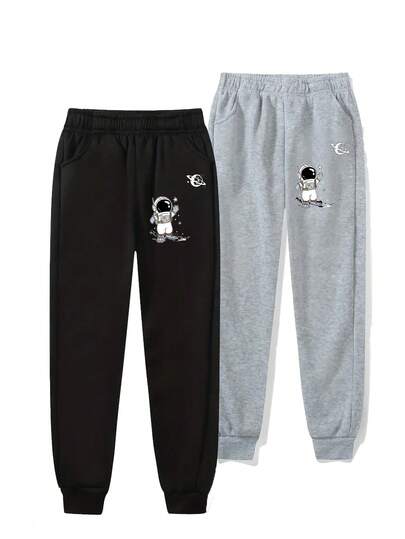 Pantalones deportivos para niños, con estampado de letras de astronautas, ideales para hacer deporte, para el ocio y muy cómodos.