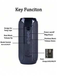 T&G 無線戶外騎行防水便攜式重低音揚聲器音樂盒 Tg117 戶外音箱帶防水功能，支援 tf 卡/fm 收音機/多種功能 - 黑色 - 查看 9