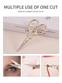 1pc Stainless Steel Gold Straight Tip Precision Scissors, Multipurpose Vintage Beauty Embroidery Trimming Scissors Suitable For Facial Hair, Eyebrow, Eyelash, Mustache, Nose - Perfect For Home, Travel And Outdoor Use,Makeup,Cheap,Room Decor,Vanity,Travel,Bedroom,Makeup Accessories