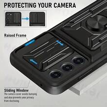 兼容 25 S24 S23 S22 Ultra A14 A32 A33 A35 A52 A53 A54 A55 A71 A73，滑动相机盖 + 全相机保护，卡钱包手机壳 + 360° 磁力环支架 + 车载磁吸，防震耐用手机壳 - 黑色 - 查看 11