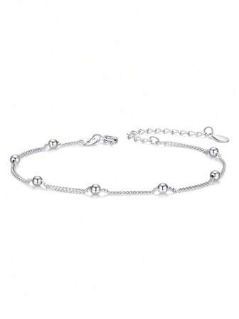 TONGZHE Fashion 925 Sterling Silver Beads Line Chain Bracelets For Women Anniversary Adjustable Link Chain Bracelet Fine Jewelry