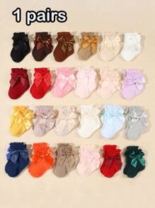 24 pares de calcetines de bebé con moño, adecuados para niños de 0 a 3 años, de media caña, sin ajuste, para primavera/otoño