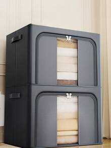 1个/2个装拉链布艺收纳箱，大容量收纳篮，可收纳衣物、毯子、玩具等，适用于衣柜、卧室、家居、宿舍，节省空间的收纳神器 - 深灰色 - 查看 10