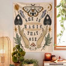 1pc Mysterious Tarot Card Tapestry, Starry Sky Moth Spider Web Fantasy Floral Wall Hanging, Home Decor For Living Room, Bedroom, Academy Aesthetics Art Wall Decor - Multicolor - View 5