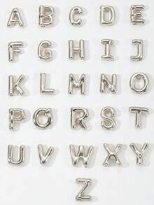 不锈钢和铜质粗体字母气球吊坠项链，女士珠宝 - 銀色 - 查看 4