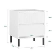 SoBuy Bedside Table With 2 Drawers For Box Spring Bed, Sofa Table, Side Table, Telephone Table, Nightstand, White, W X H X D Approx. 40 X 48 X 40 Cm FBT157-W - White - View 2