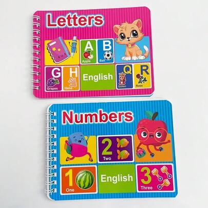 Lachilly 教育字母数字抽认卡 14 页学习套件，适合学龄前儿童、可重复使用的认知练习卡、蒙特梭利互动学习卡、课堂家庭学校用品（教师家长礼物）