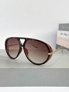 新款时尚复古双梁金属超大镜框眼镜，男女皆宜，适合日常佩戴、户外、节日、派对、街头风格，独特的椭圆形装饰眼镜飞行员形状墨镜