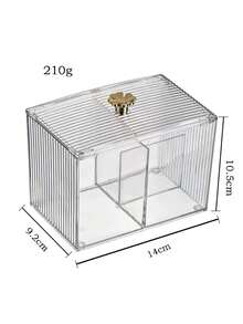 1pc Plastic Cosmetic Storage Box, Clear Dust-Proof Storage Box With Lid For Storing Q-Tip, Cosmetic Pads, Lipsticks, Hair Ties, Makeup Sponge And Other Beauty Tools,Minimalist Clear Makeup Storage Box For Home - Clear - View 7