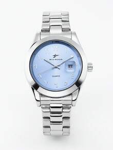 RICECGO 1pc Men's Business Quartz Watch, Fashion Luxury Stainless Steel Watch, Arabic Numeral Dial, Suitable For Daily Wear, Holiday Gift, Family Gatherings And Business Meetings Ideal Choice - Silver - View 17