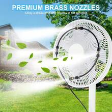 Sistema de enfriamiento por nebulización, 32,8 pies (10 m) de línea de nebulización + 12 boquillas de niebla de latón + adaptador de latón (3/4") nebulizador exterior para patio, jardín, invernadero, ventilador, porche, terraza, sombrilla, trampolín y parque acuático - Negro - Ver 10