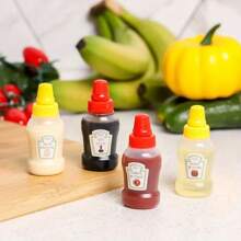 4pcs Refillable Mini Condiment Squeeze Bottles - Leak-Proof Reusable Plastic Containers For Ketchup, Mayonnaise, Mustard And Salad Dressing, 0.75 Oz - Perfect For Lunch Boxes And Picnics, Ketchup & Mustard Jars,School Supplies