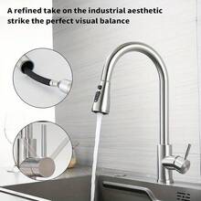 360° Kitchen Sink Mixer Taps Pull Out Spout Spray Single Lever Modern Mono Tap - Silver - View 7