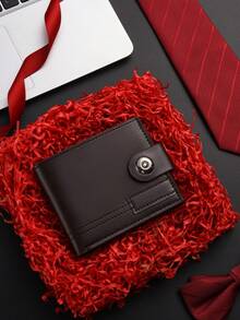 Men's Wallet Short Bifold Pu Leather Magnetic Closure Wallet, Multi Card Slots Coin Purse, Travel Pass Holder, Retro Style Formal/Business Formal Valentine's Day Ideas - Multicolor - View 3