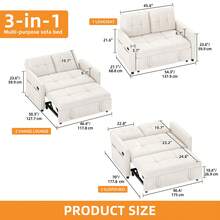 3 In 1 Convertible Pull Out Couch 54" Sleeper Sofa Bed Loveseat Velvet Futon Couch Adjustable Backrest For Living Room Bedroom Apartment And Small Space - 米色 - 查看 2