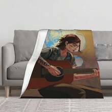 he Las Of Us Ellie And Joel Graphic (105) Fleece Blanke ravel Blanke Super Sof Decoraive Paining Blanke - Negro - Ver 1