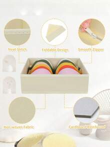 Simple Style Foldable Cloth Storage Box Closet Dresser Drawer Divider Organizer Basket Bins For Underwear Bras Decorations Autumn Decor Festival Decor Room Decor Home Decor Fall Decor Bedroom Decor - White - View 7