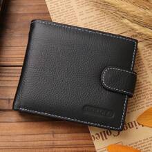 100% Genuine Leather Men Wallets Premium Product Real Cowhide Wallets For Man Short Black Wallet Valentine's Day
