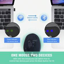Souris verticale sans fil ergonomique Bluetooth 5.0 à double mode 1600 DPI réglable, 6 boutons, souris silencieuse rechargeable sans fil pour Win/Android/iOS (500 mAh)