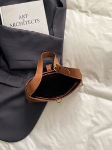 Bolso de hombro minimalista en forma de media luna, bolso de mujer elegante y práctico para el transporte diario