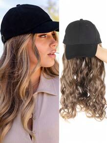 Long Wavy Synthetic Baseball Cap Hair Wig For Girl Hair Wig Naturally Connect Ha Twigs Adjustable