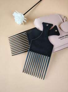 1pc Small Black Sturdy Wide Tooth Plastic Detangling Comb/Hair Pick - African Style Unisex Hair Comb For Styling And Detangling, Barber Accessories Men Hair Styling Tool, Barber, Men Accessories