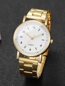 2pcs/Set Women Fashion Casual Minimalist Digital Scale Dial Quartz Wrist Watch Combination (Watch Case Not Included) - Gold - View 6