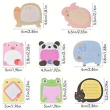 1 Set Of 8pcs Children Cartoon Animal Sticky Notes, Creative Removable Stickers, Stationery Prize, Suitable For School And Home Fun Cartoon Notebooks - Multicolor - View 7