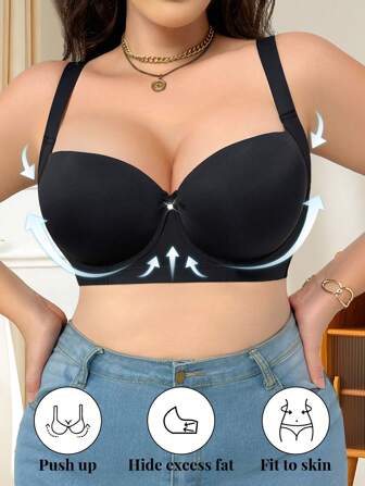 Damen Große Größen Mode Unterwäsche BH mit Bügel Einfarbig für den täglichen Gebrauch