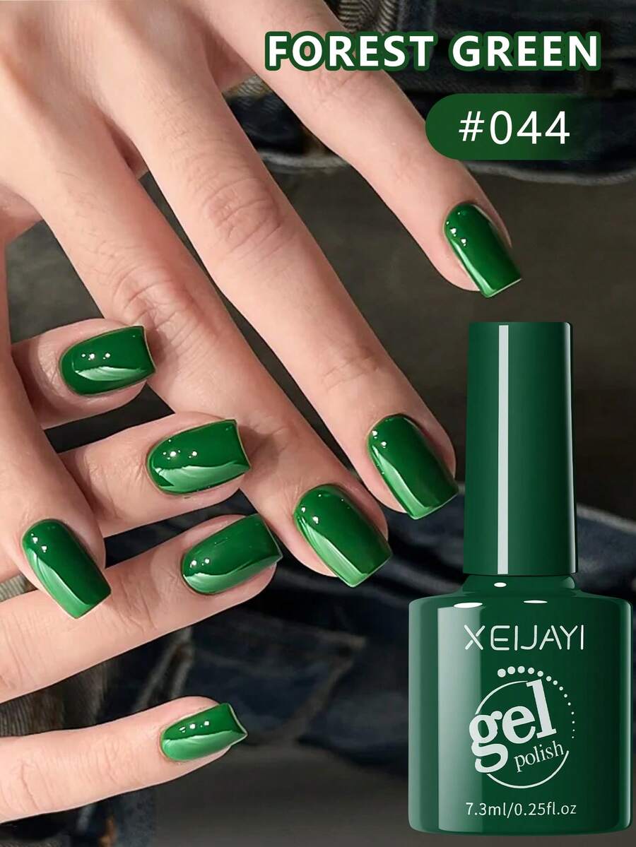 XEIJAYI 1件森林綠凝膠指甲油，持久，可在LED/UV燈下浸泡，適用於美甲沙龍、居家美甲，春季女性禮物 - 綠色 - 查看 1