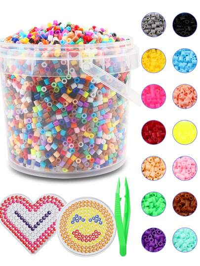 2000 Stücke/7000 Stücke Bügelperlen - Bügelperlen Set Schmelzperlen Set Schmelzende Perlen Bügelperlen Großpackung für Basteln, ideal als Geschenk für Freunde Weihnachten Geburtstag gemischte Farben 5mm