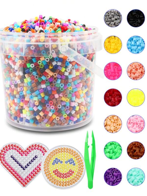 2000 pièces/7000 pièces Perles à repasser - Kit de perles à repasser, kit de perles à fondre, perles à fondre en vrac pour artisanat, idéal pour les cadeaux d'amis, de Noël et d'anniversaire, multicolore 5 mm