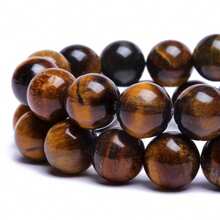 1 String 4/6/8/10MM Natural Stone Beads Tiger Eye Round Loose Beads DIY For Pendant Jewelry Making - 棕色 - 查看 1