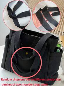 1pc Large Capacity Retro Canvas Tote Bag, Essential For Outdoor Travel, Camping And Storage - Multicolor - View 8