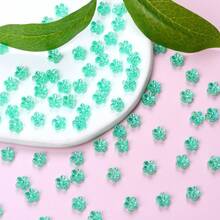200Pcs Acrylic 7mm  Green Transparent AB Plated Illusion Flower Perforated Beads DIY Handmade Necklace Bracelet Beaded Material - 綠色 - 查看 2