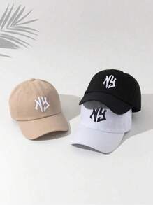 1/3 Embroidery NY Letter Baseball Cap, Adjustable Unisex Design - Breathable & Comfortable, Casual Daily Wear, Simple, Stylish, Versatile, Sun Protection, Breathable, Adjustable, Convenient For Traveling & Gifting