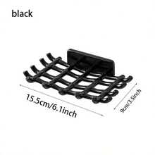 1/2 件壁挂式格子皂盒 - 方形，无需钻孔，多功能浴室和淋浴收纳盒，带排水功能，塑料材质，现代简约风格，适用于时尚浴室，皂液器，时尚浴室装饰，灰度设计，浴室收纳，返校季 - 彩色 - 查看 4