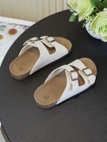 1 Pair Men's Solid Color Soft Cork & PU Non-Slip Round Toe Casual Beach Slippers, Suitable For Summer - Beige - View 4